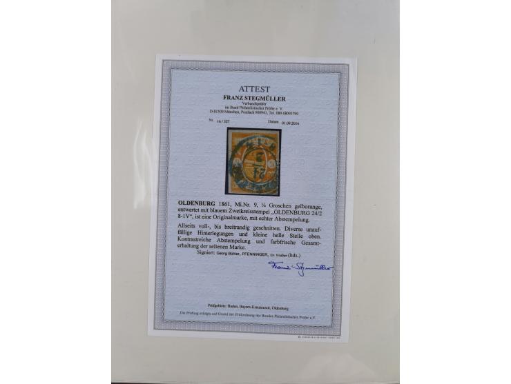 1852/67, gestempelte Sammlung mit 2 Briefen, dabei tadellose Mi. 1 (Befund Berger BPP), desweiteren Mi. 9 und 10a (je Fotoatt