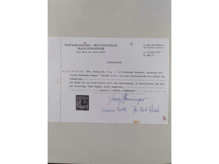 1852/67, gestempelte Sammlung mit 2 Briefen, dabei tadellose Mi. 1 (Befund Berger BPP), desweiteren Mi. 9 und 10a (je Fotoatt