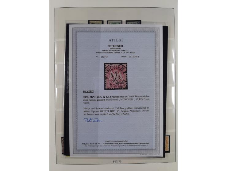 1849/1920, meist gestempelte Sammlung, ab Mi.-Nr. 1Ia mit Schnittlinien, 3II voll- bis breitrandig, 4I, 13a/b, 21a, 21c, 26X,