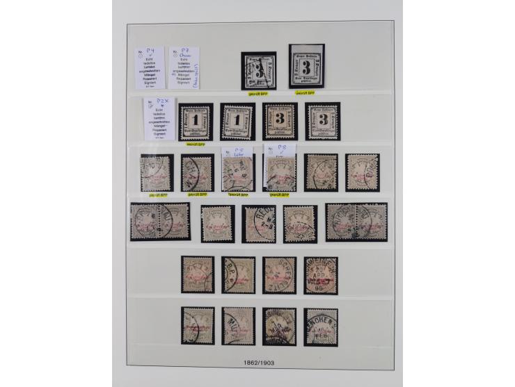 1849/1920, meist gestempelte Sammlung, ab Mi.-Nr. 1Ia mit Schnittlinien, 3II voll- bis breitrandig, 4I, 13a/b, 21a, 21c, 26X,