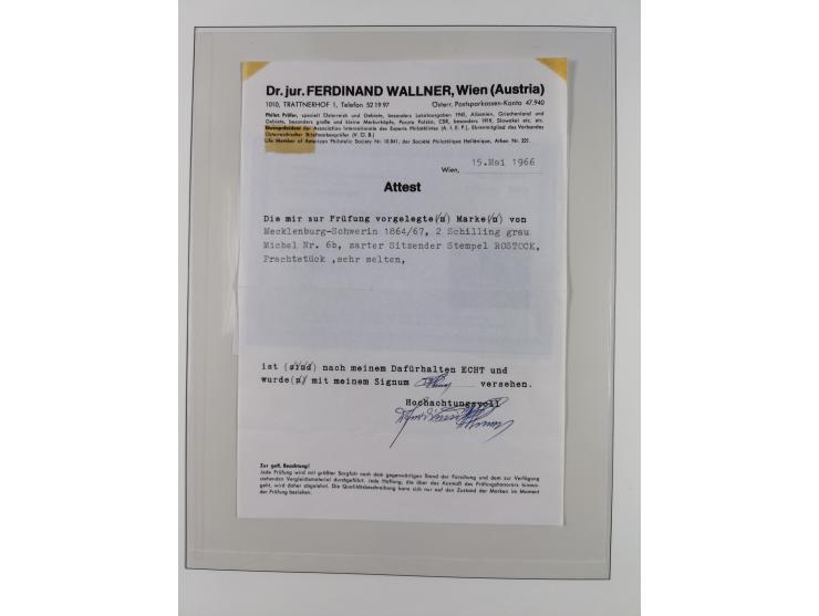 1856/67, gestempelte Sammlung mit 2 Briefen, dabei Schwerin Mi.4 (Attest Berger BPP), 6b (Befund Berger BPP) und Strelitz 1a,