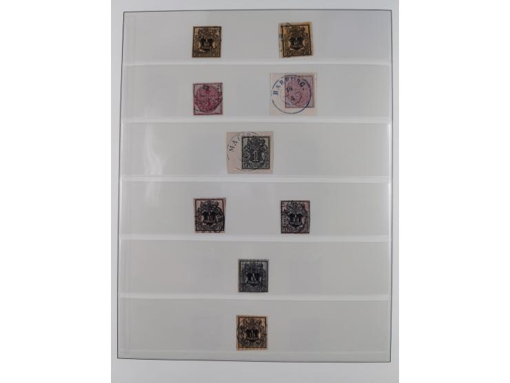 1856/67, gestempelte Sammlung mit 8 Briefen, in den Hauptnummern und auch sonst bis auf wenige Unternummern komplett, dabei R