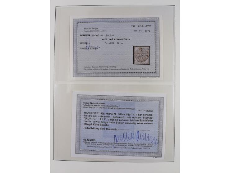 1856/67, gestempelte Sammlung mit 8 Briefen, in den Hauptnummern und auch sonst bis auf wenige Unternummern komplett, dabei R