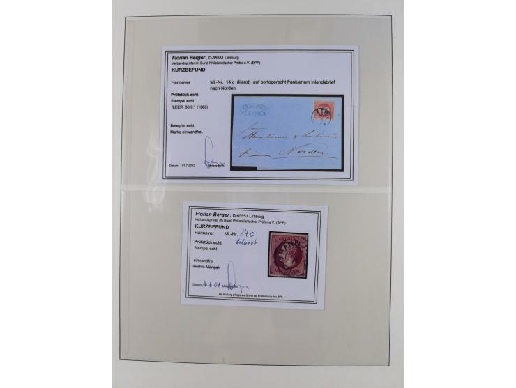 1856/67, gestempelte Sammlung mit 8 Briefen, in den Hauptnummern und auch sonst bis auf wenige Unternummern komplett, dabei R