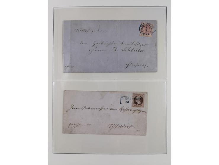 1856/67, gestempelte Sammlung mit 8 Briefen, in den Hauptnummern und auch sonst bis auf wenige Unternummern komplett, dabei R