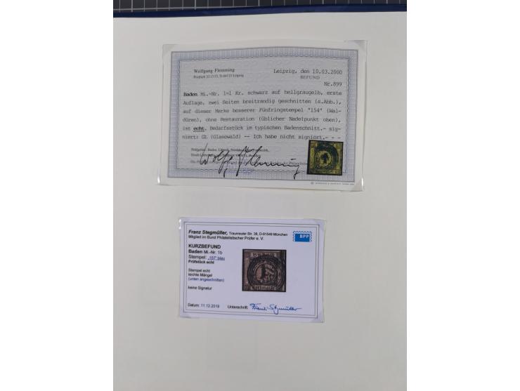 1851/58, meist gestempelte Sammlung und 4 Briefe, dabei u.a. Mi.-Nr. 1a, 1b, 16 auf Brief und Briefstück, 17c, 21, etc., fern