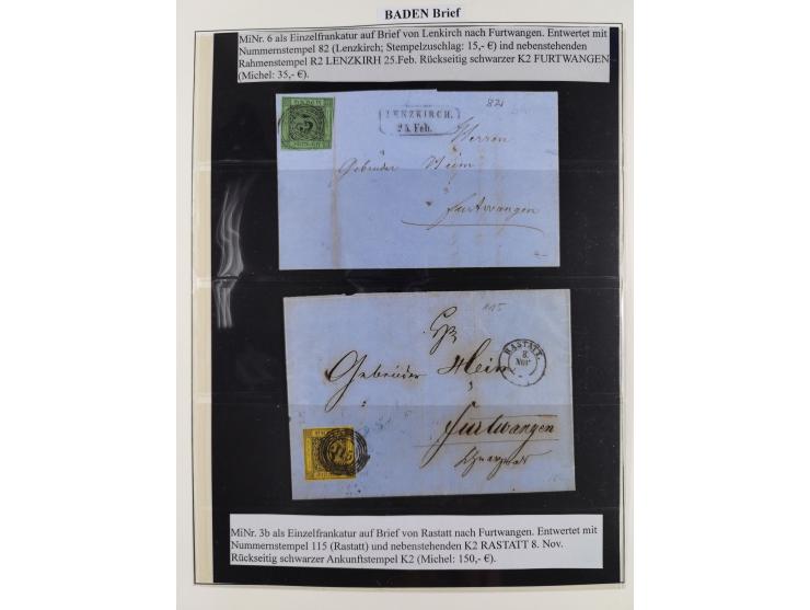 1851/58, meist gestempelte Sammlung und 4 Briefe, dabei u.a. Mi.-Nr. 1a, 1b, 16 auf Brief und Briefstück, 17c, 21, etc., fern