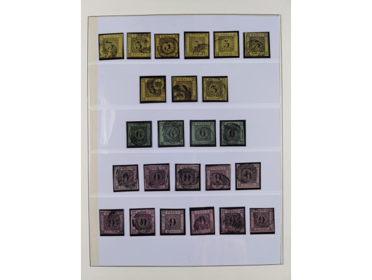 1851/58, meist gestempelte Sammlung und 4 Briefe, dabei u.a. Mi.-Nr. 1a, 1b, 16 auf Brief und Briefstück, 17c, 21, etc., fern