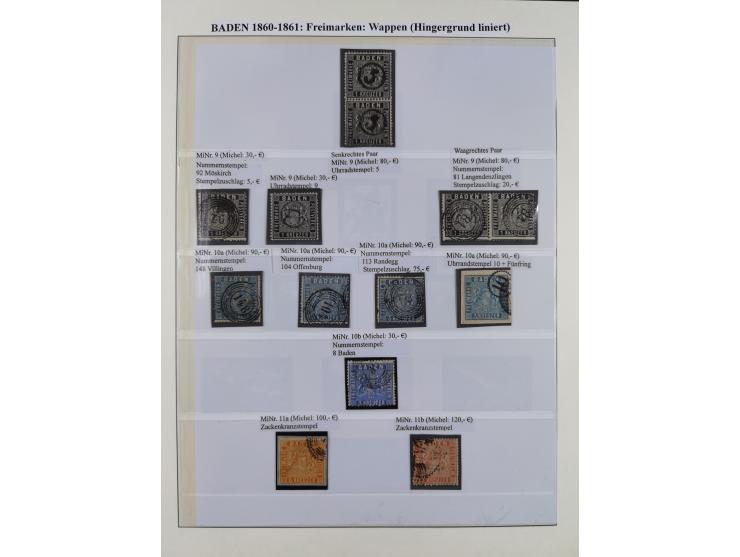 1851/58, meist gestempelte Sammlung und 4 Briefe, dabei u.a. Mi.-Nr. 1a, 1b, 16 auf Brief und Briefstück, 17c, 21, etc., fern