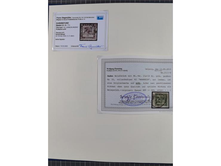 1851/58, meist gestempelte Sammlung und 4 Briefe, dabei u.a. Mi.-Nr. 1a, 1b, 16 auf Brief und Briefstück, 17c, 21, etc., fern