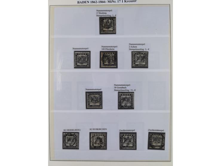 1851/58, meist gestempelte Sammlung und 4 Briefe, dabei u.a. Mi.-Nr. 1a, 1b, 16 auf Brief und Briefstück, 17c, 21, etc., fern