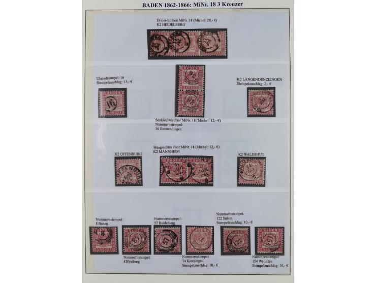 1851/58, meist gestempelte Sammlung und 4 Briefe, dabei u.a. Mi.-Nr. 1a, 1b, 16 auf Brief und Briefstück, 17c, 21, etc., fern