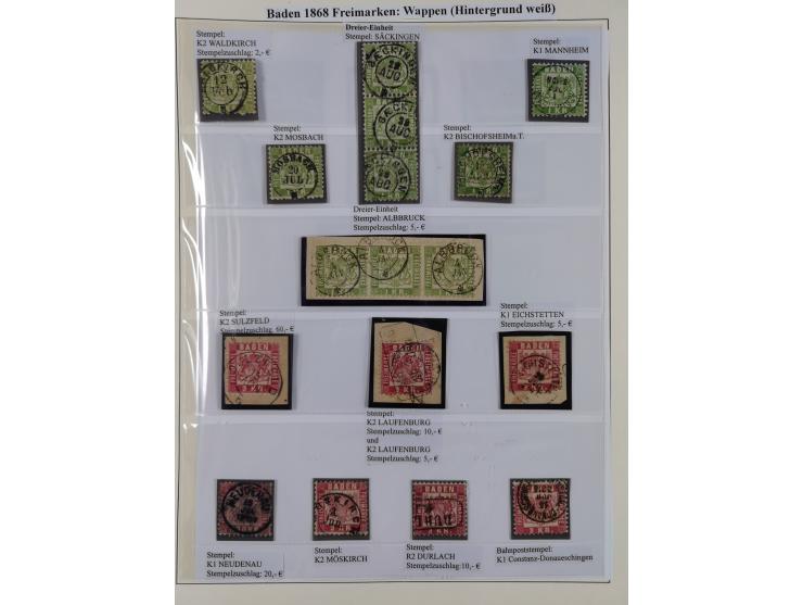 1851/58, meist gestempelte Sammlung und 4 Briefe, dabei u.a. Mi.-Nr. 1a, 1b, 16 auf Brief und Briefstück, 17c, 21, etc., fern