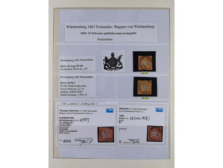 1851/1920, meist gestempelte Sammlung, dabei u.a. elf 18 Kreuzer Werte, teils mit seltenen Plattenfehlern, dabei u.a. Mi.-Nr.
