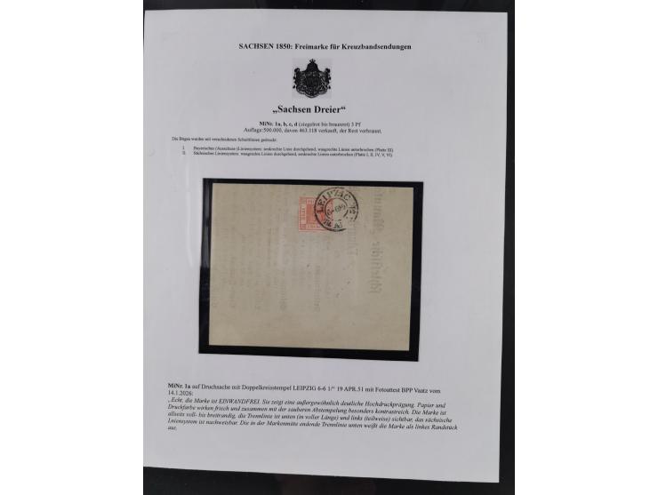 1850/67, hochwertige und sehr reichhaltige Sammlung, dabei Mi.-Nr. 1a linkes Randstück, farbrisch und kontrastreich mit deutl