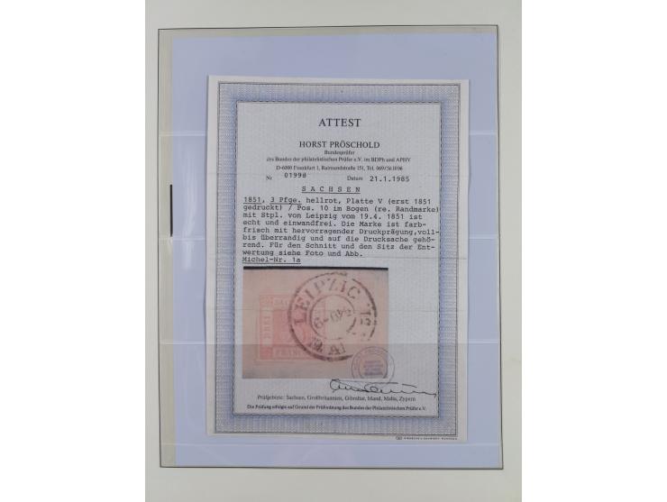 1850/67, hochwertige und sehr reichhaltige Sammlung, dabei Mi.-Nr. 1a linkes Randstück, farbrisch und kontrastreich mit deutl