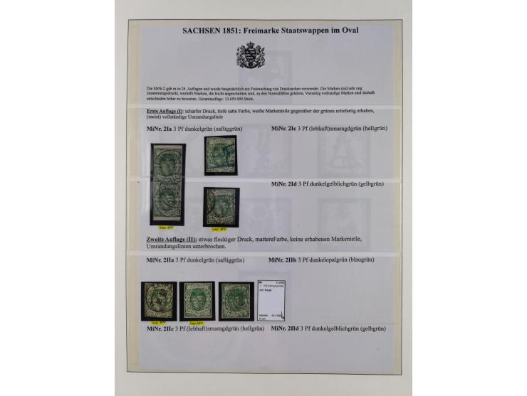 1850/67, hochwertige und sehr reichhaltige Sammlung, dabei Mi.-Nr. 1a linkes Randstück, farbrisch und kontrastreich mit deutl