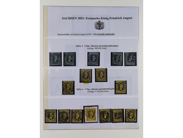 1850/67, hochwertige und sehr reichhaltige Sammlung, dabei Mi.-Nr. 1a linkes Randstück, farbrisch und kontrastreich mit deutl