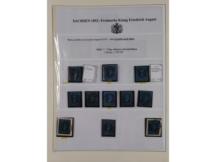 1850/67, hochwertige und sehr reichhaltige Sammlung, dabei Mi.-Nr. 1a linkes Randstück, farbrisch und kontrastreich mit deutl