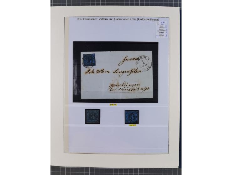 1852/66, gestempelte Sammlung und 48 Briefe und Ganzsachen, dabei viele Ausgaben mehrfach mit Nuancen, auch besseren Stempeln