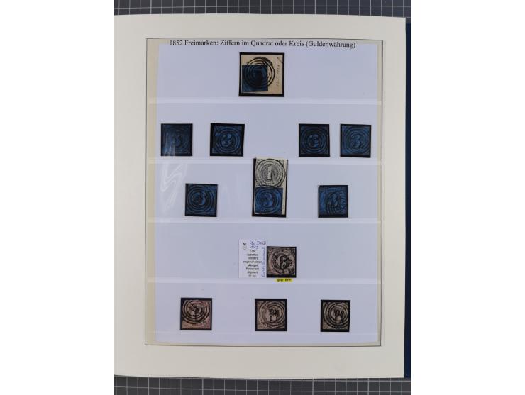 1852/66, gestempelte Sammlung und 48 Briefe und Ganzsachen, dabei viele Ausgaben mehrfach mit Nuancen, auch besseren Stempeln