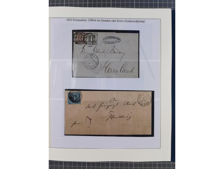 1852/66, gestempelte Sammlung und 48 Briefe und Ganzsachen, dabei viele Ausgaben mehrfach mit Nuancen, auch besseren Stempeln