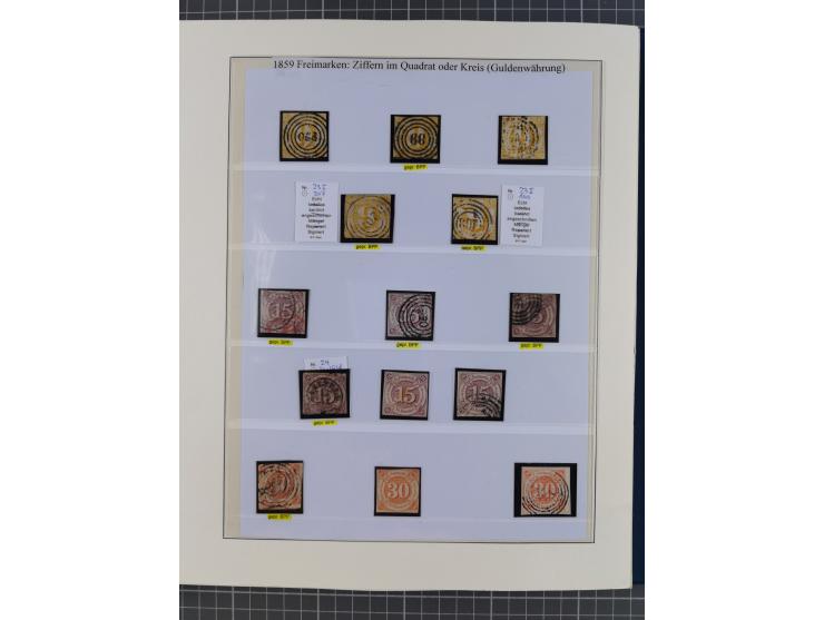 1852/66, gestempelte Sammlung und 48 Briefe und Ganzsachen, dabei viele Ausgaben mehrfach mit Nuancen, auch besseren Stempeln