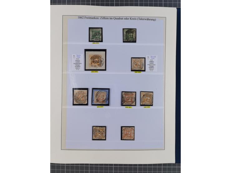 1852/66, gestempelte Sammlung und 48 Briefe und Ganzsachen, dabei viele Ausgaben mehrfach mit Nuancen, auch besseren Stempeln