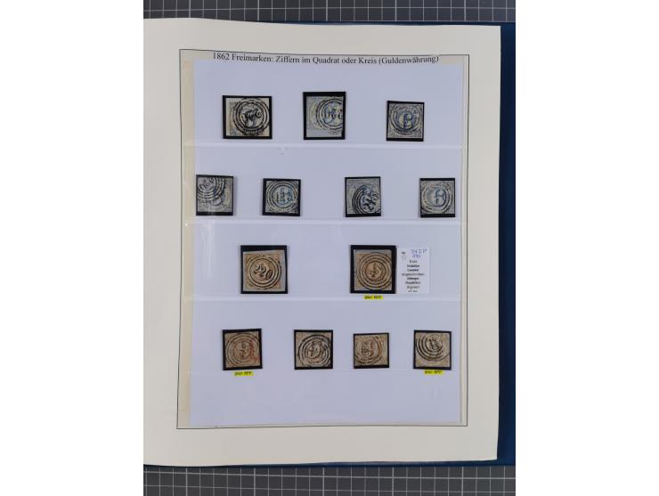 1852/66, gestempelte Sammlung und 48 Briefe und Ganzsachen, dabei viele Ausgaben mehrfach mit Nuancen, auch besseren Stempeln