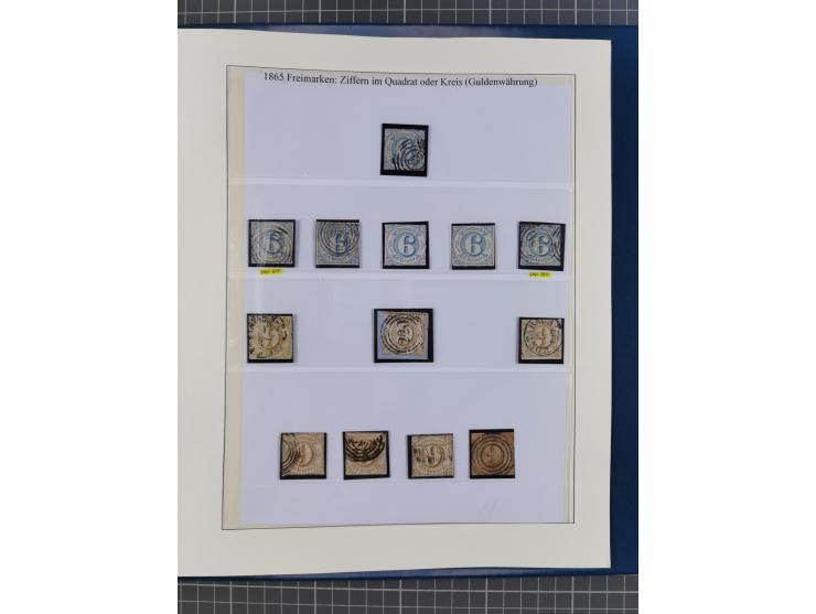 1852/66, gestempelte Sammlung und 48 Briefe und Ganzsachen, dabei viele Ausgaben mehrfach mit Nuancen, auch besseren Stempeln
