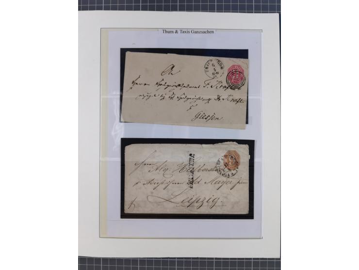 1852/66, gestempelte Sammlung und 48 Briefe und Ganzsachen, dabei viele Ausgaben mehrfach mit Nuancen, auch besseren Stempeln