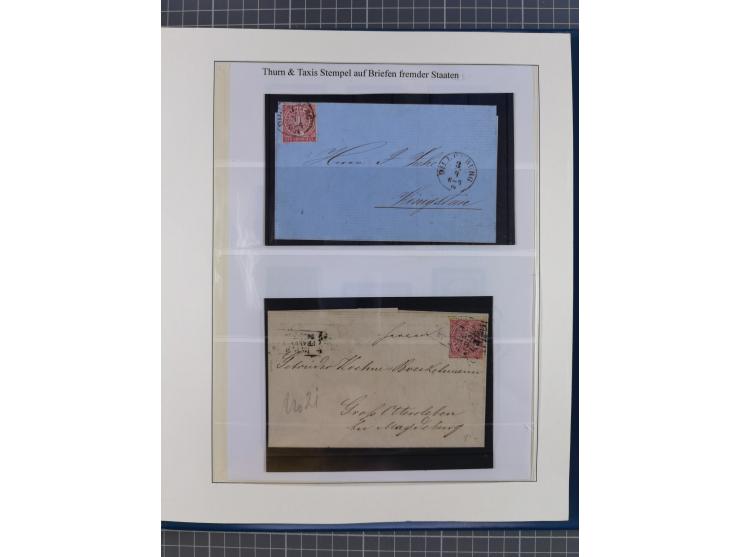 1852/66, gestempelte Sammlung und 48 Briefe und Ganzsachen, dabei viele Ausgaben mehrfach mit Nuancen, auch besseren Stempeln