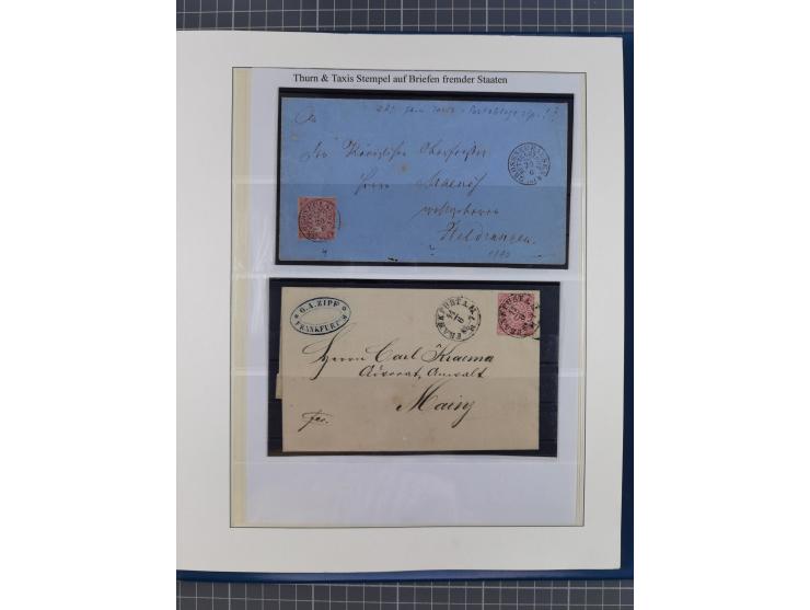 1852/66, gestempelte Sammlung und 48 Briefe und Ganzsachen, dabei viele Ausgaben mehrfach mit Nuancen, auch besseren Stempeln