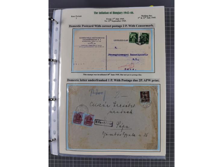 HYPERINFLATION: 1945/46, extensive exhibit collection with over 125 covers and postcards, spanning periods 1 to 21 and 25-26,