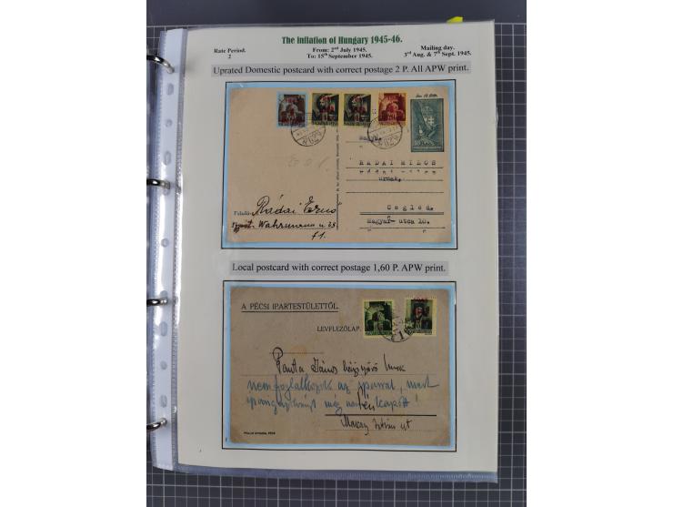 HYPERINFLATION: 1945/46, extensive exhibit collection with over 125 covers and postcards, spanning periods 1 to 21 and 25-26,