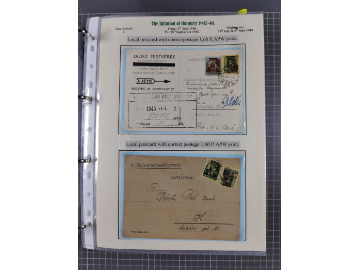 HYPERINFLATION: 1945/46, extensive exhibit collection with over 125 covers and postcards, spanning periods 1 to 21 and 25-26,