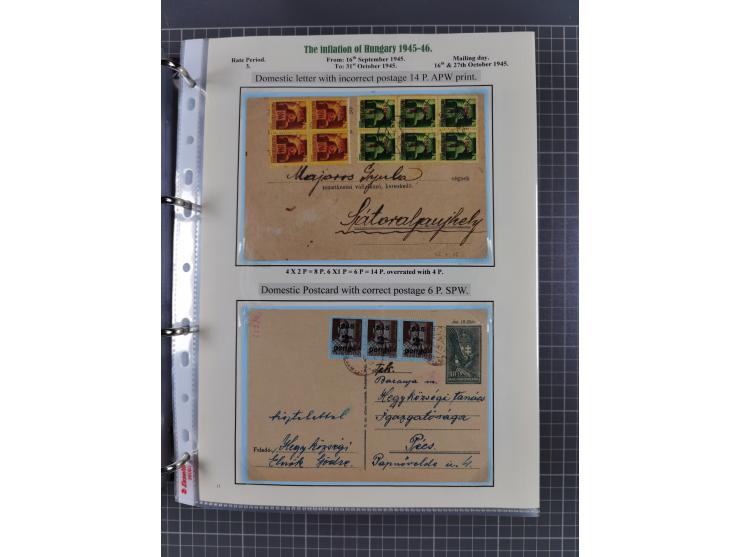 HYPERINFLATION: 1945/46, extensive exhibit collection with over 125 covers and postcards, spanning periods 1 to 21 and 25-26,