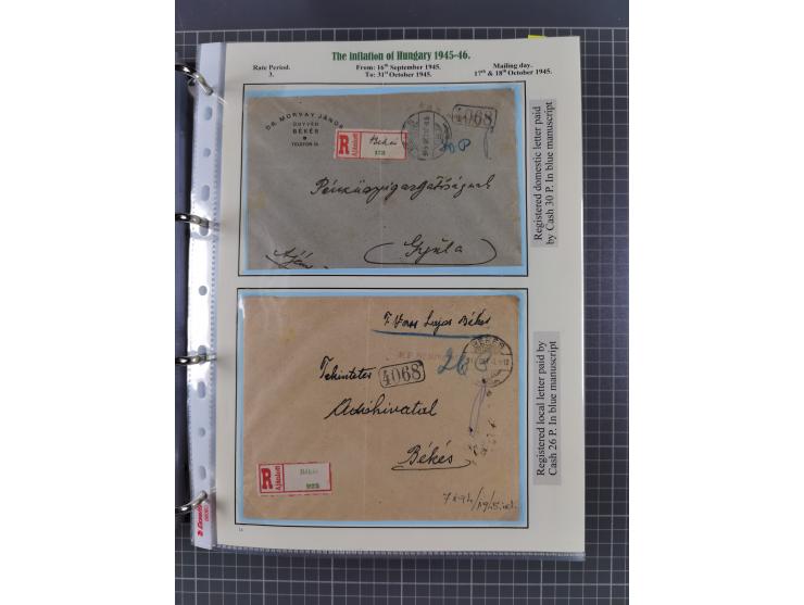 HYPERINFLATION: 1945/46, extensive exhibit collection with over 125 covers and postcards, spanning periods 1 to 21 and 25-26,