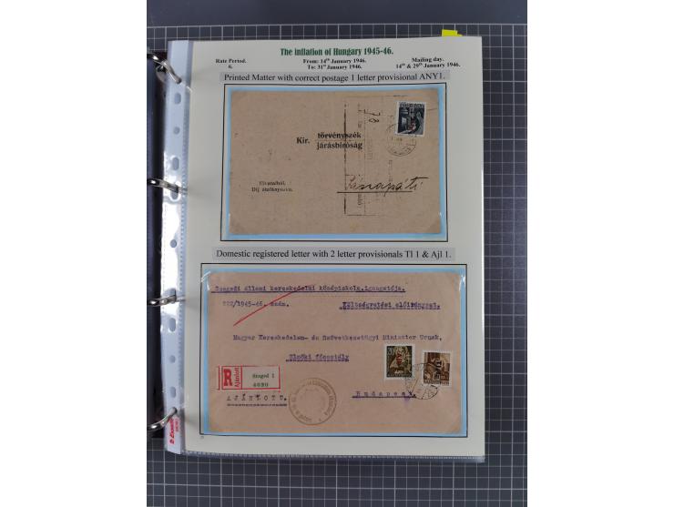 HYPERINFLATION: 1945/46, extensive exhibit collection with over 125 covers and postcards, spanning periods 1 to 21 and 25-26,
