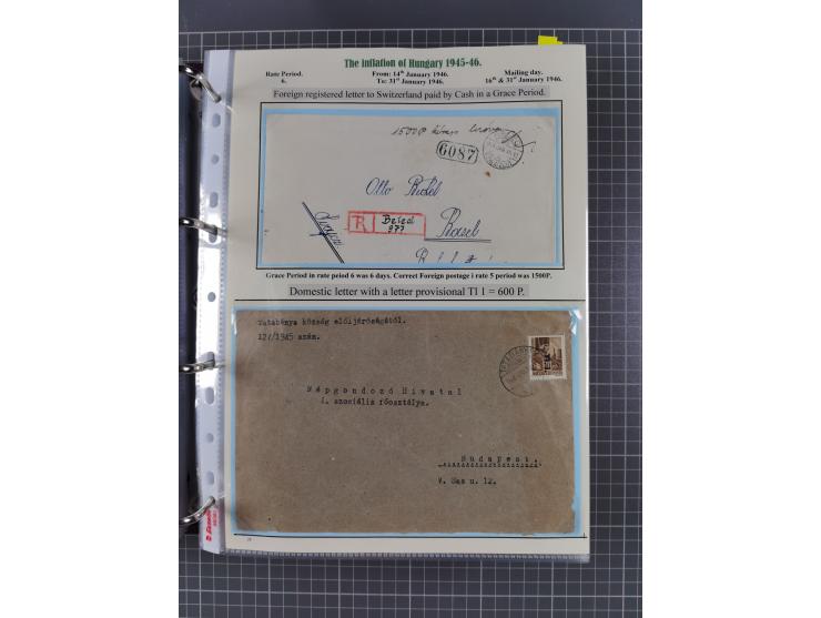HYPERINFLATION: 1945/46, extensive exhibit collection with over 125 covers and postcards, spanning periods 1 to 21 and 25-26,