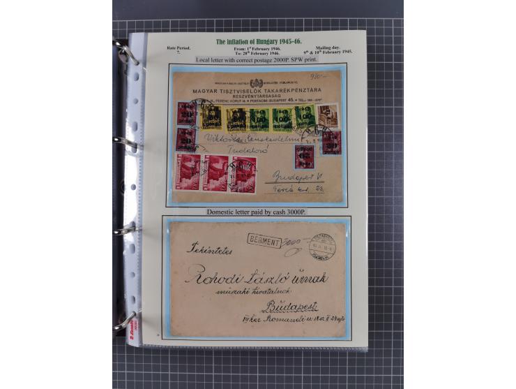 HYPERINFLATION: 1945/46, extensive exhibit collection with over 125 covers and postcards, spanning periods 1 to 21 and 25-26,