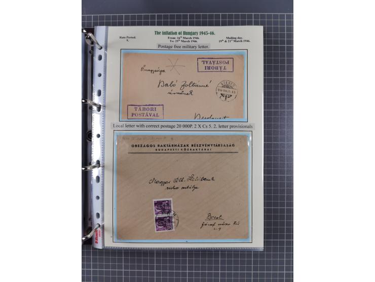 HYPERINFLATION: 1945/46, extensive exhibit collection with over 125 covers and postcards, spanning periods 1 to 21 and 25-26,