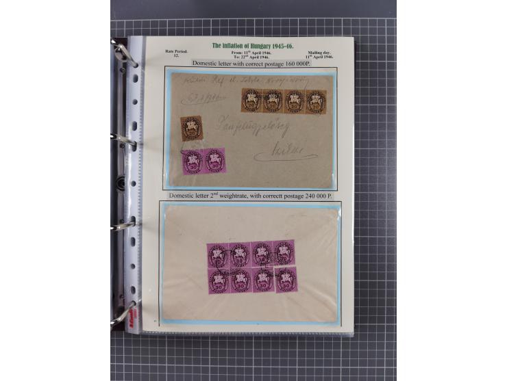 HYPERINFLATION: 1945/46, extensive exhibit collection with over 125 covers and postcards, spanning periods 1 to 21 and 25-26,