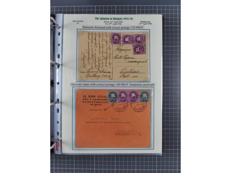 HYPERINFLATION: 1945/46, extensive exhibit collection with over 125 covers and postcards, spanning periods 1 to 21 and 25-26,