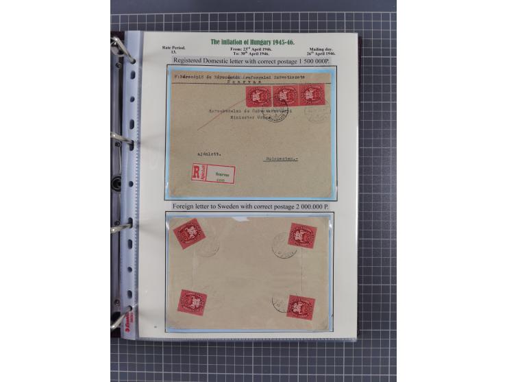 HYPERINFLATION: 1945/46, extensive exhibit collection with over 125 covers and postcards, spanning periods 1 to 21 and 25-26,