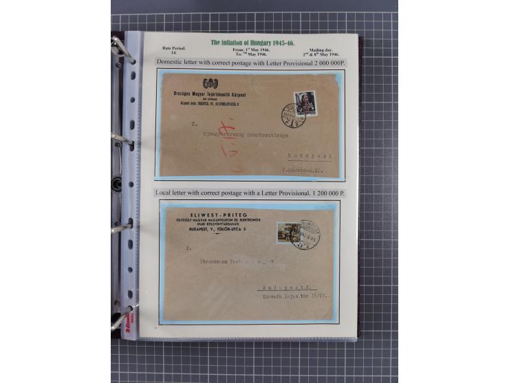 HYPERINFLATION: 1945/46, extensive exhibit collection with over 125 covers and postcards, spanning periods 1 to 21 and 25-26,