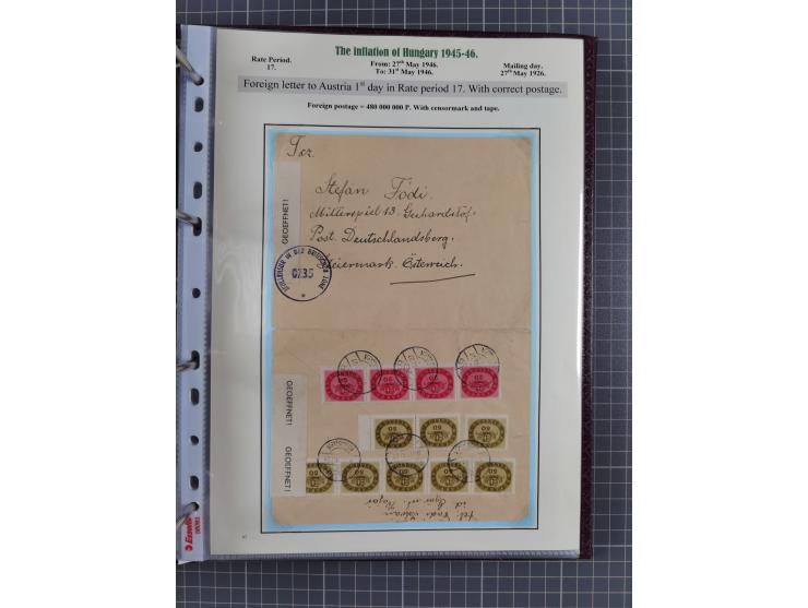 HYPERINFLATION: 1945/46, extensive exhibit collection with over 125 covers and postcards, spanning periods 1 to 21 and 25-26,