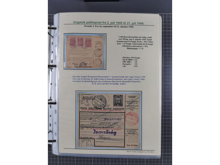 HYPERINFLATION: 1945/46, highly specialized Parcel Cards exhibit collection with around 80 items, showing a fine range of fra