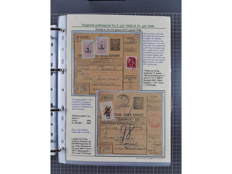 HYPERINFLATION: 1945/46, highly specialized Parcel Cards exhibit collection with around 80 items, showing a fine range of fra