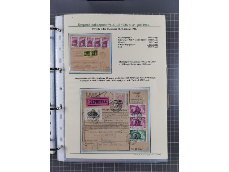 HYPERINFLATION: 1945/46, highly specialized Parcel Cards exhibit collection with around 80 items, showing a fine range of fra